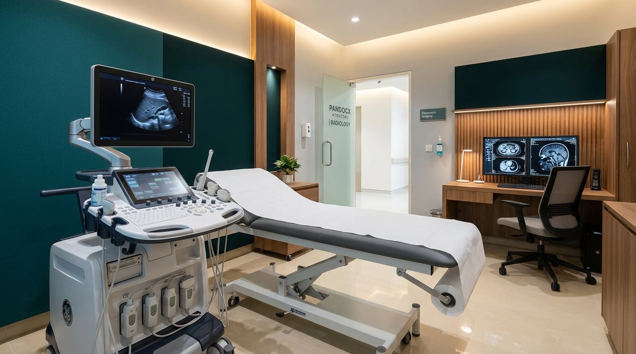 Modern Radiology, Ultrasound, Color Doppler and PACS diagnostic imaging suite at Pandocx Hospital